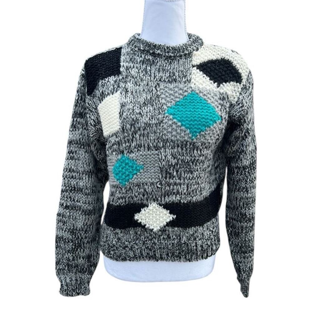 Vintage 90s High Sierra Women's Funky Grandma Sweater Colorblock Large